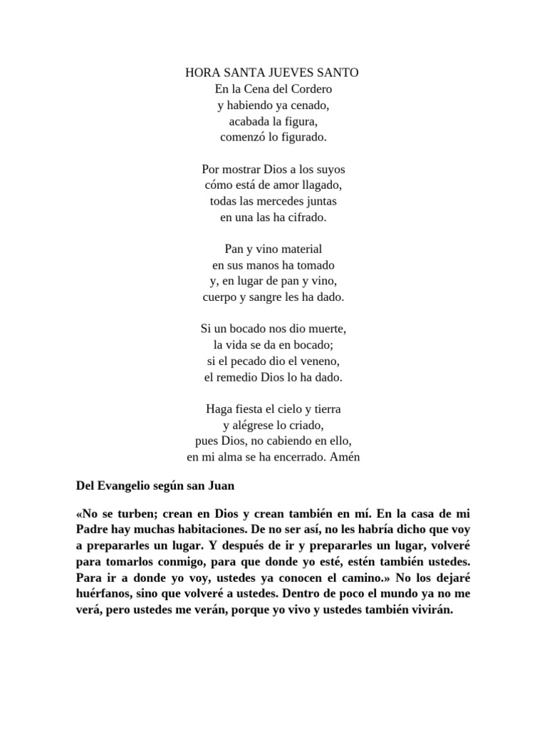 Reflexiones sobre la Hora Santa | PDF | Amor | eucaristía