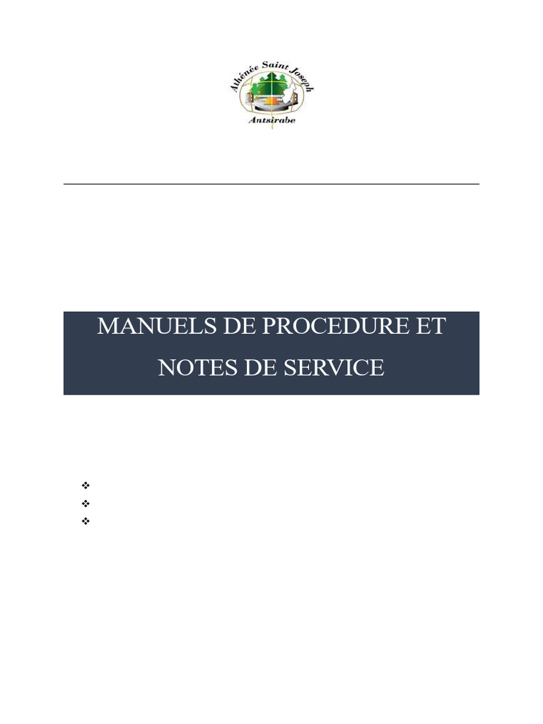 Manuels de Procédure et Notes de Service | PDF | Contrôle interne ...