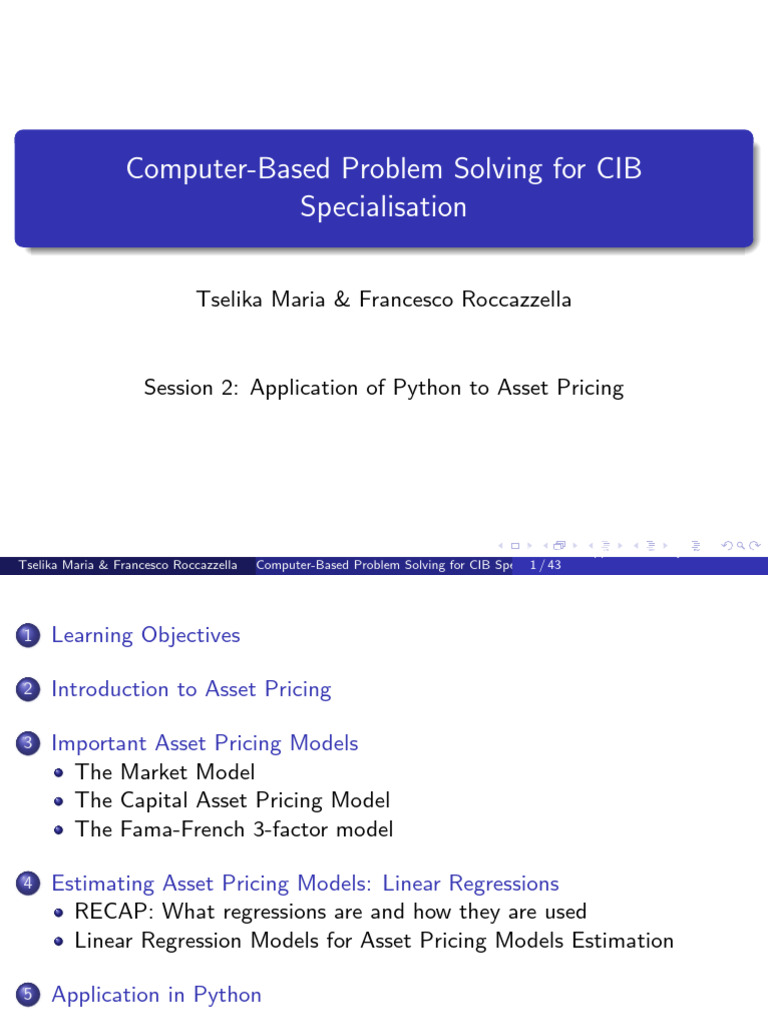 CAPM and Asset Pricing with Python | PDF | Capital Asset Pricing Model ...