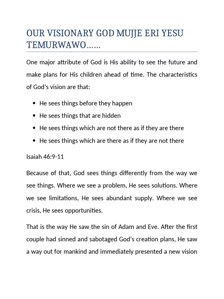 God's Vision for Redemption Explained | PDF | Jesus | Religious Belief ...