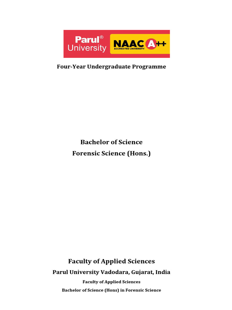 Forensic Science B.Sc. Program Overview | PDF | Cell (Biology ...