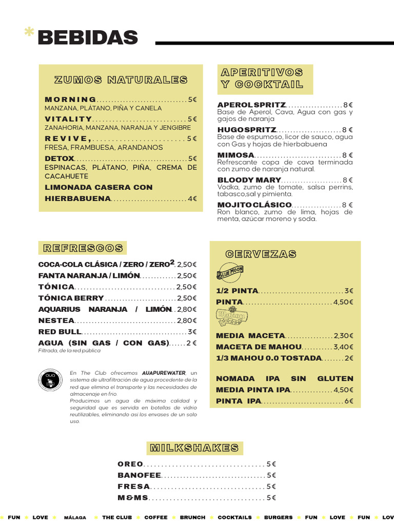 Menú de Bebidas y Aperitivos Variados | PDF | Bebida