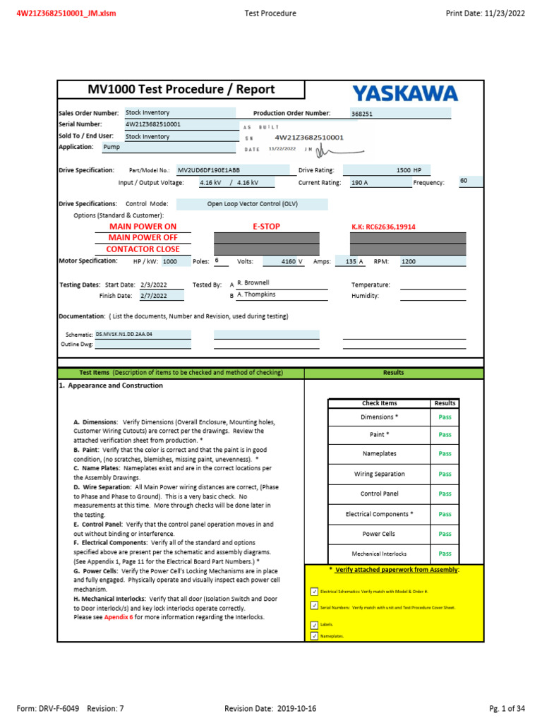 MV1000 Test Procedure Report | PDF | Relay | Transformer