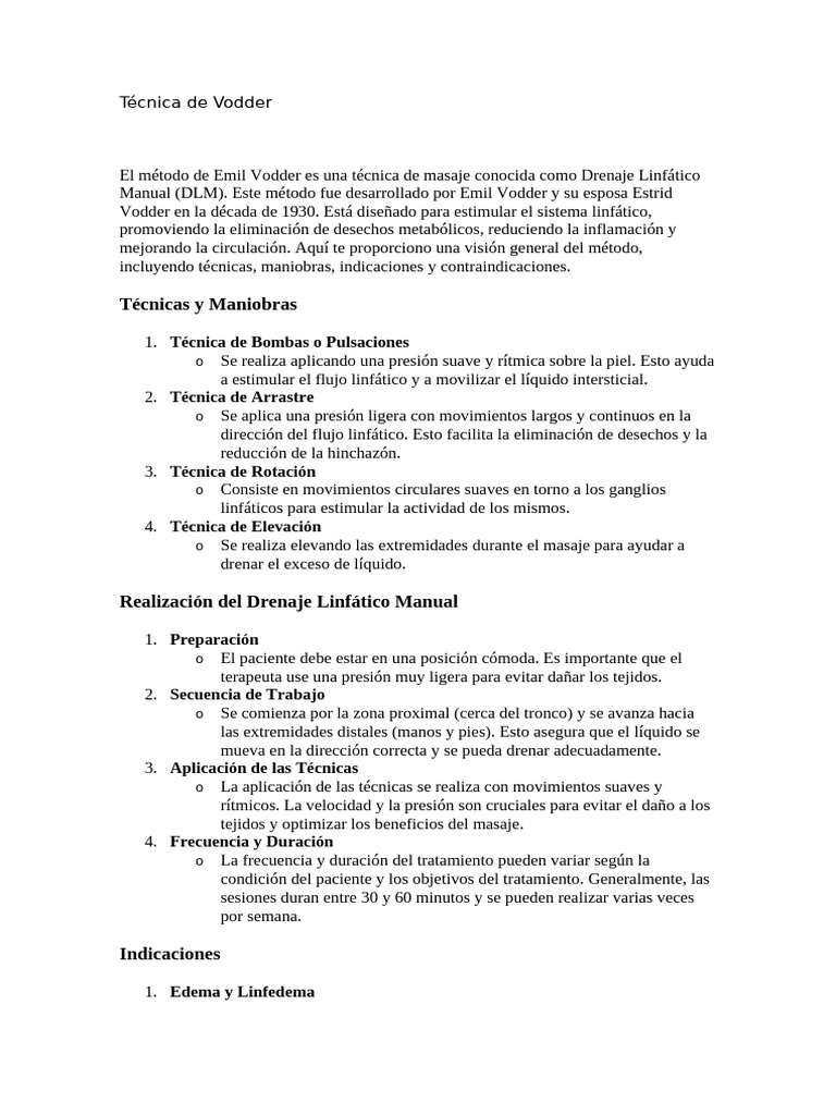 Técnica de Vodder | PDF | Masaje | Especialidades Medicas