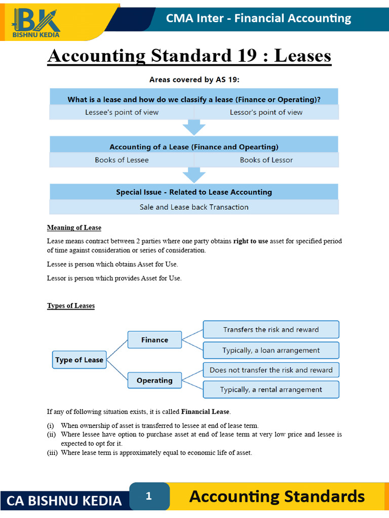 Financial Accounting: Lease Standards Guide | PDF | Depreciation | Lease