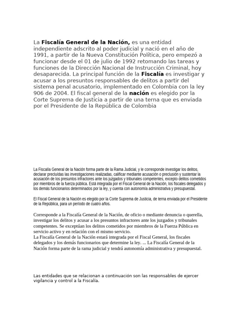 Funciones de la Fiscalía en Colombia | PDF | Fiscal | Judicaturas