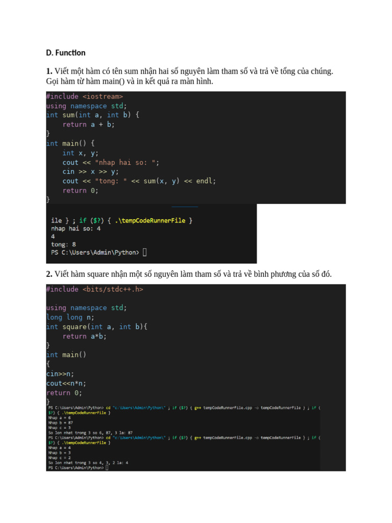 Bai1 - 5 - Function C++ | PDF