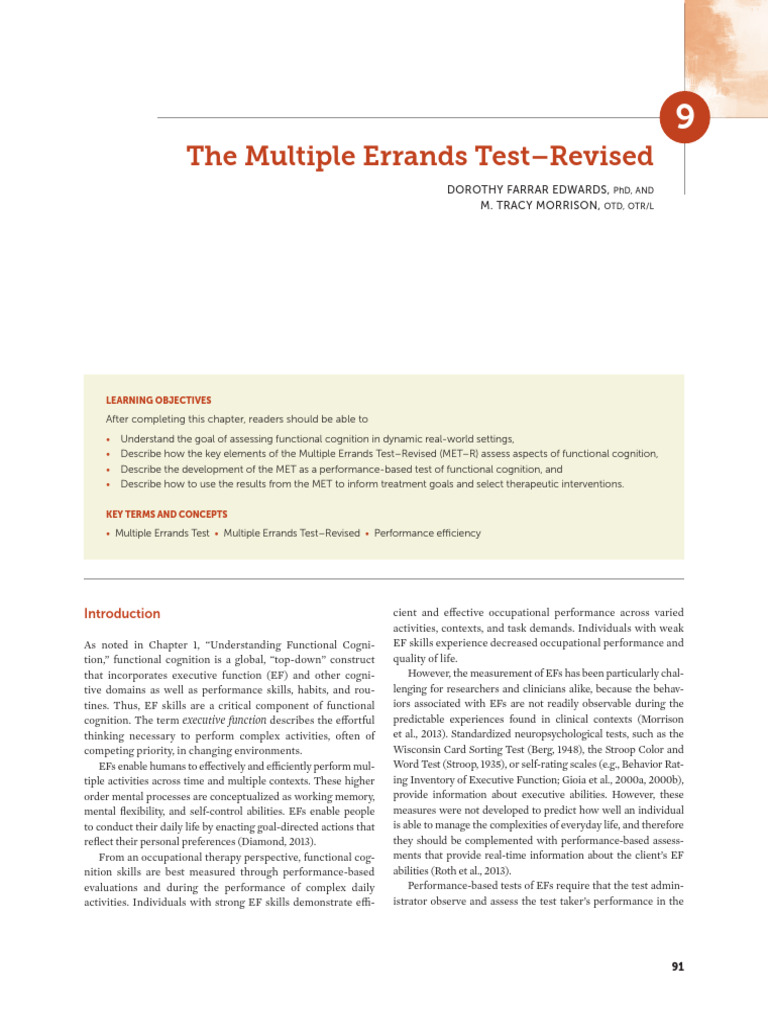 Understanding the Multiple Errands Test | PDF | Executive Functions ...
