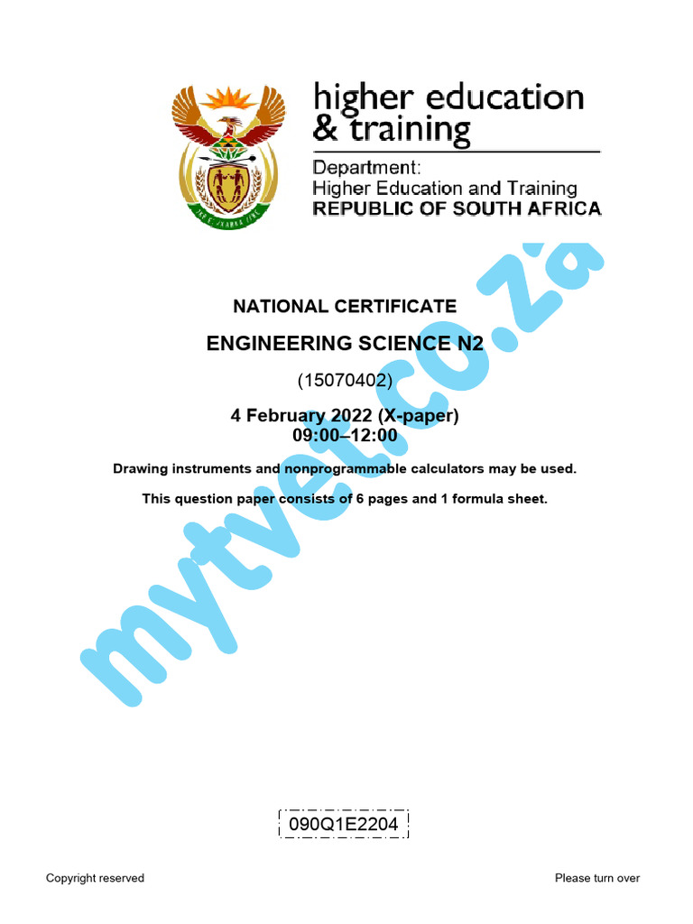 Engineering Science N2 Exam Paper | PDF | Series And Parallel Circuits ...