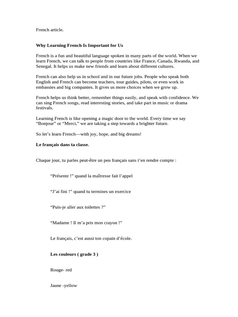 Importance of Learning French | PDF