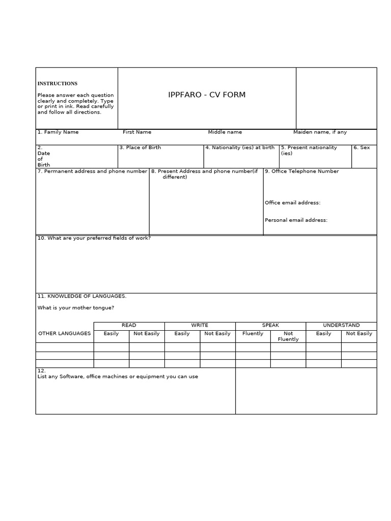 IPPFARO CV Submission Form | PDF | Employment | Salary