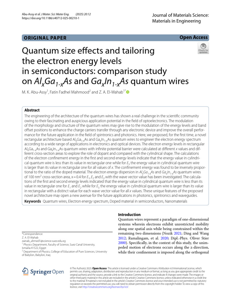 Quantum Size Effects in AlGaAs and InGaAs | PDF | Electron | Doping ...
