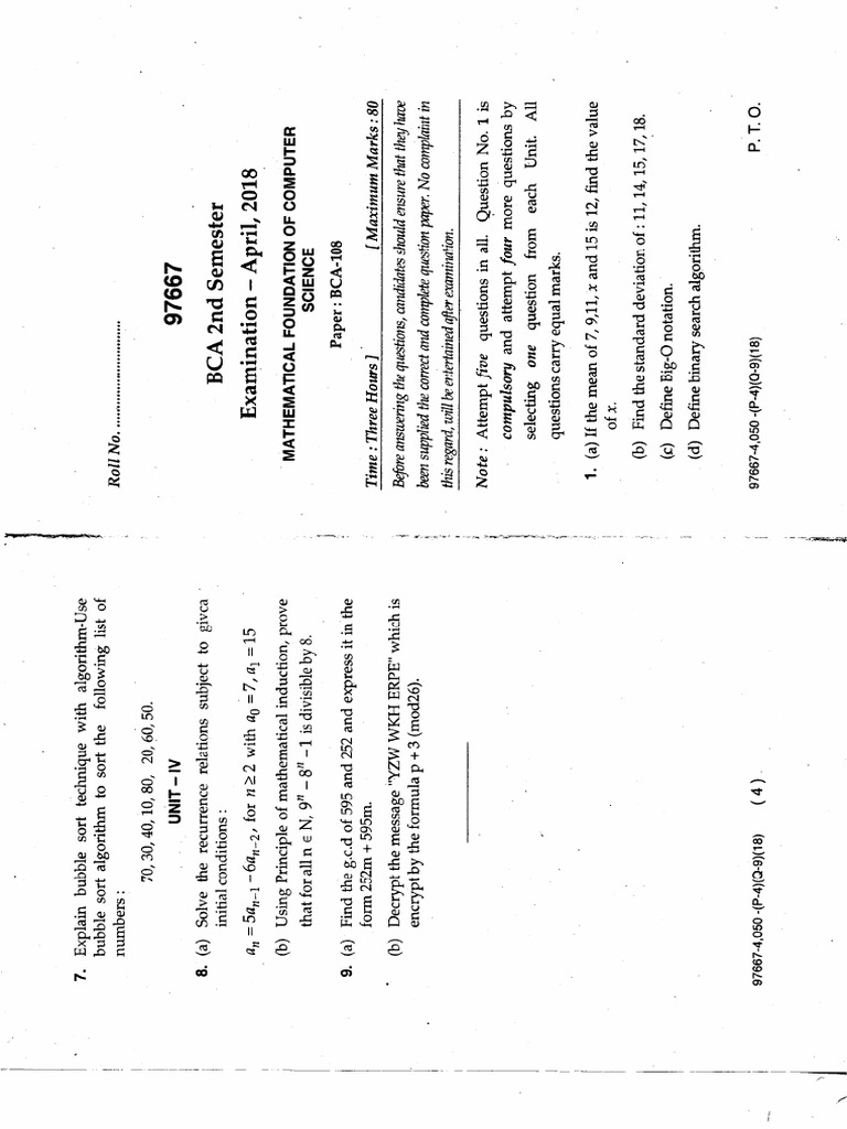 Bca May 2018 2nd Sem Mathematical Foundation of Computer Science 97667 ...