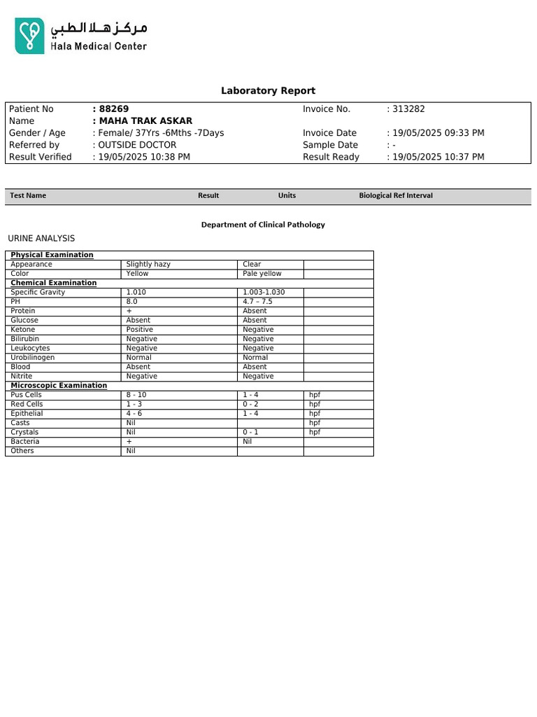 88269: Maha Trak Askar: Laboratory Report | PDF | Medical Specialties