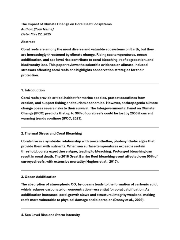 Climate Change Effects on Coral Reefs | PDF | Coral Reef | Coral