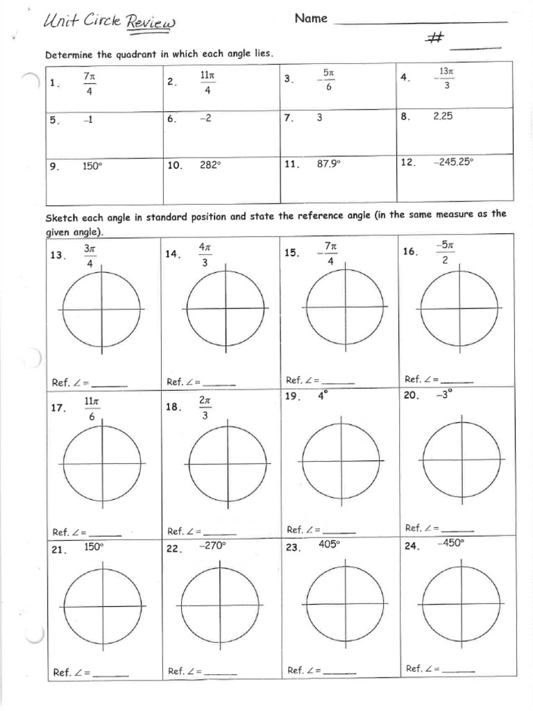 Unit Circle Review 2 Pdf