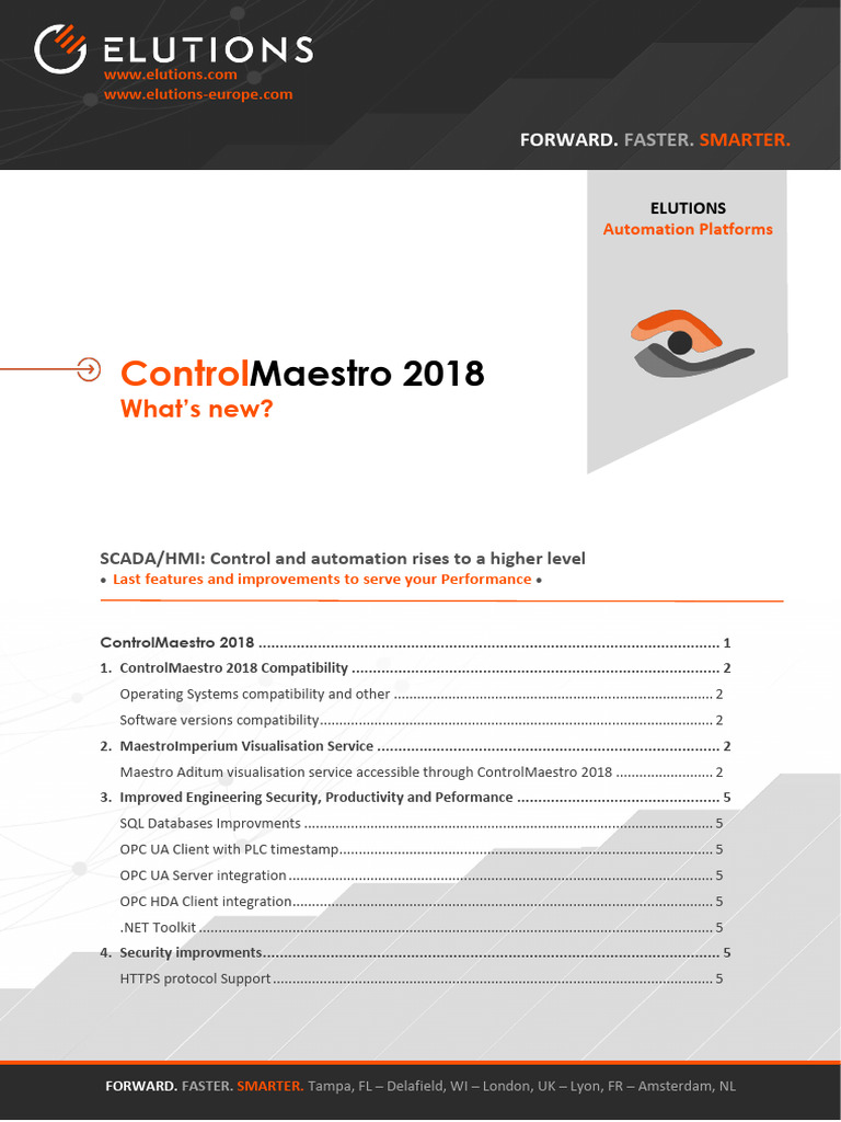 ControlMaestro 2018 Features Overview | PDF | Microsoft Windows | Scada