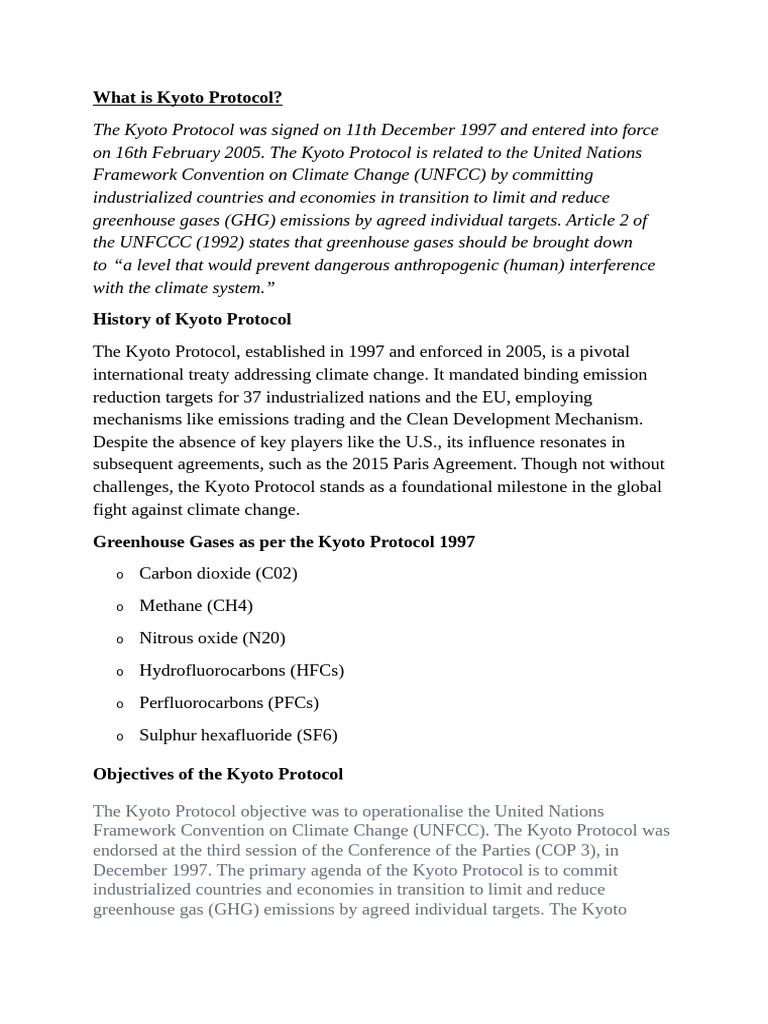 Overview of the Kyoto Protocol | PDF | Kyoto Protocol | Chlorofluorocarbon