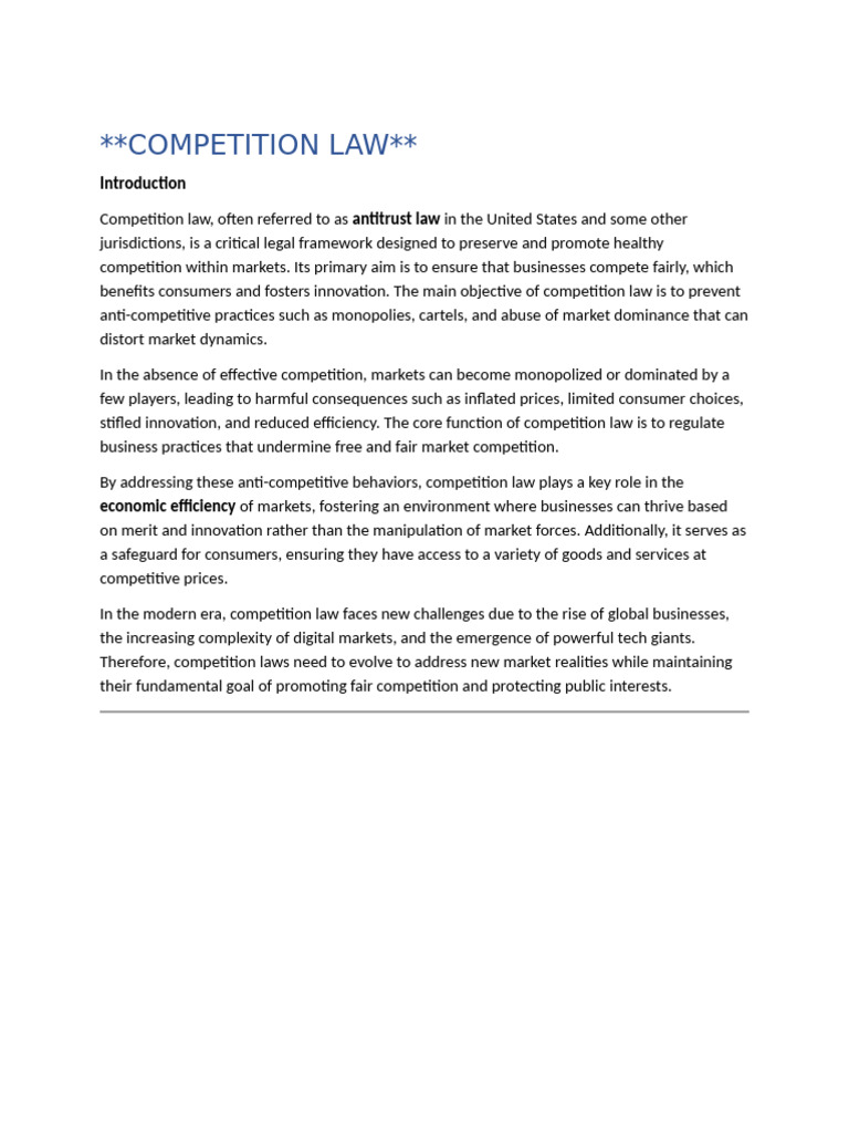 Understanding Competition Law Basics | PDF | Competition Law | Competition