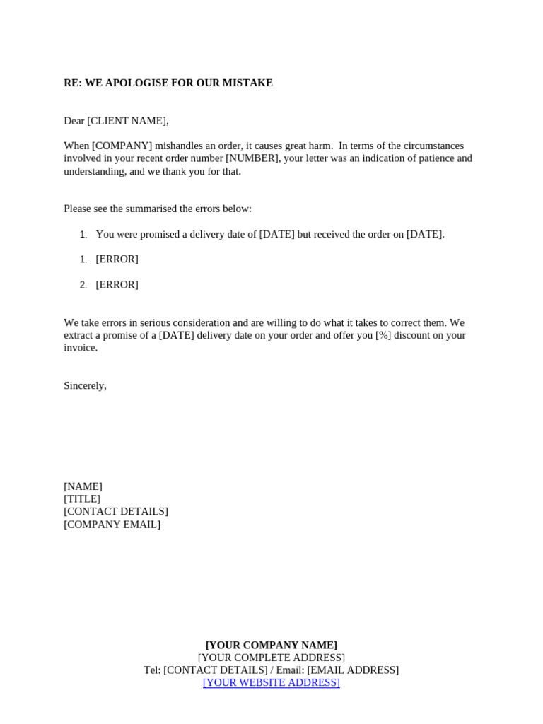 Apology for Order Mistake and Resolution | PDF