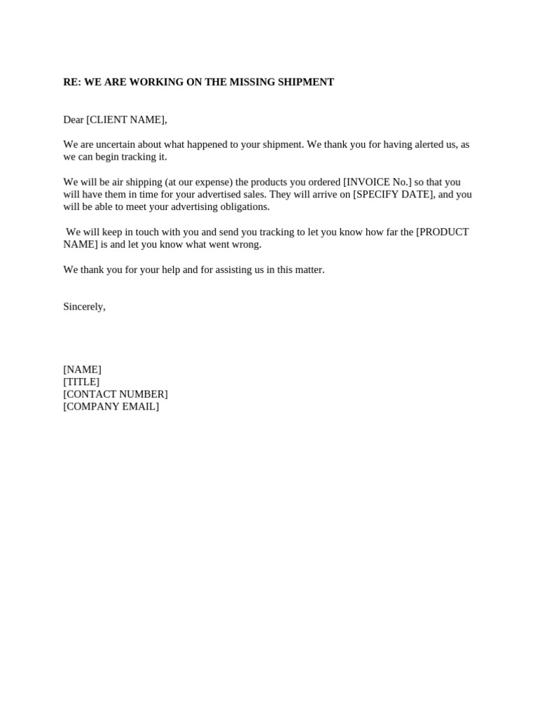 Missing Shipment Resolution Update | PDF