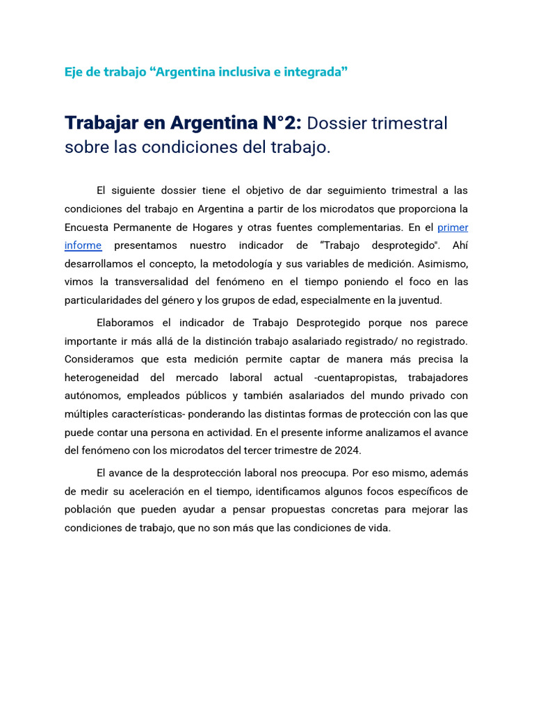 Desprotección Laboral en Argentina 2024 | PDF | Empleo | Desempleo