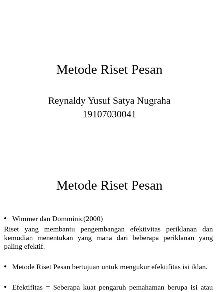 Metode Riset Pesan REYNALDY | PDF