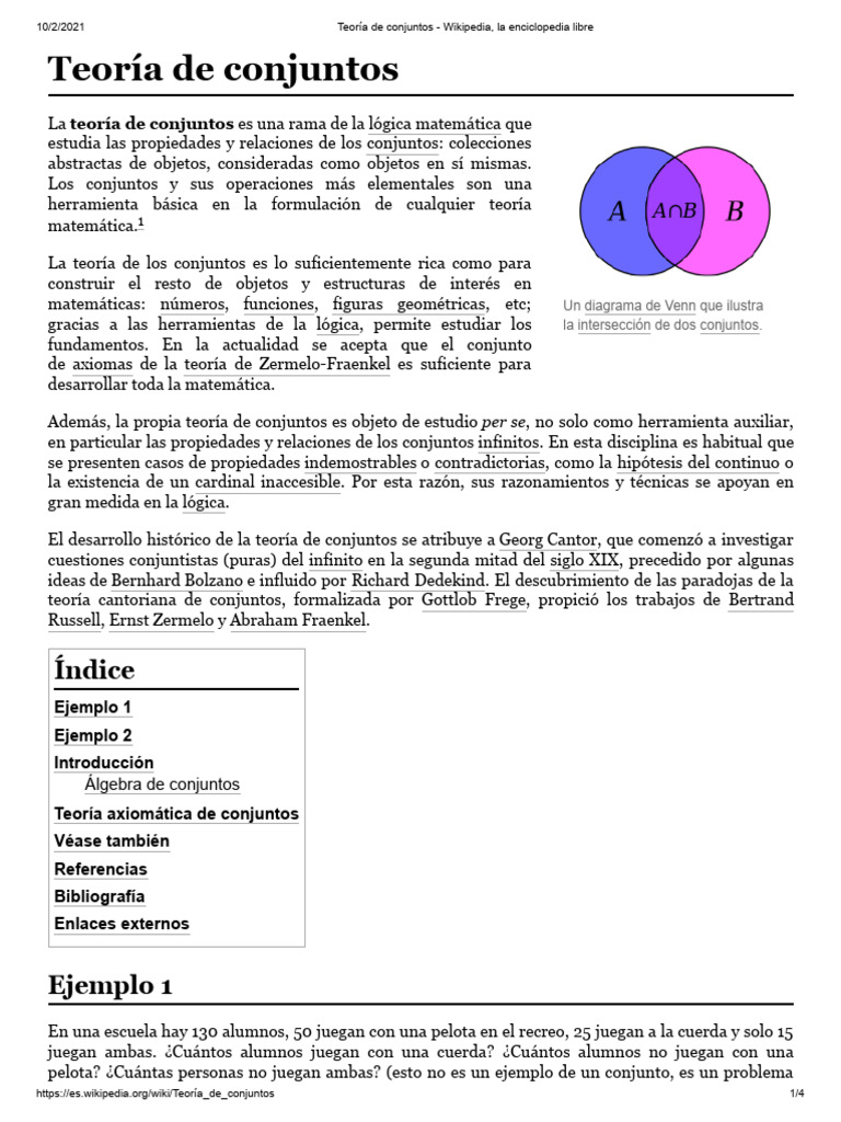 Teoría de Conjuntos - Wikipedia, La Enciclopedia Libre | PDF ...