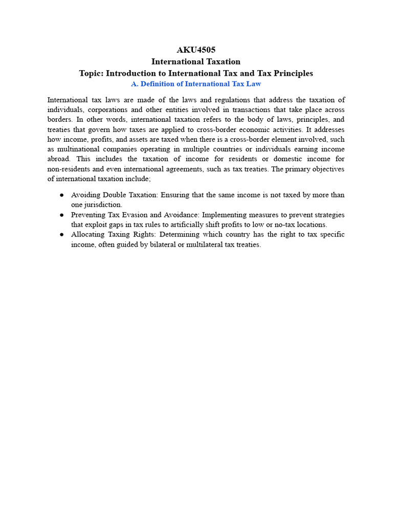 Introduction to International Tax Law | PDF | International Taxation ...
