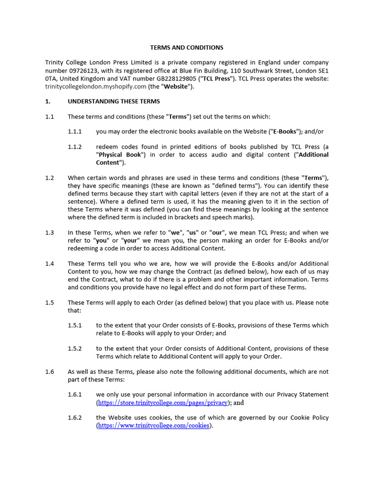 Trinity College London Terms and Conditions Oct 2020 | PDF | Legal ...