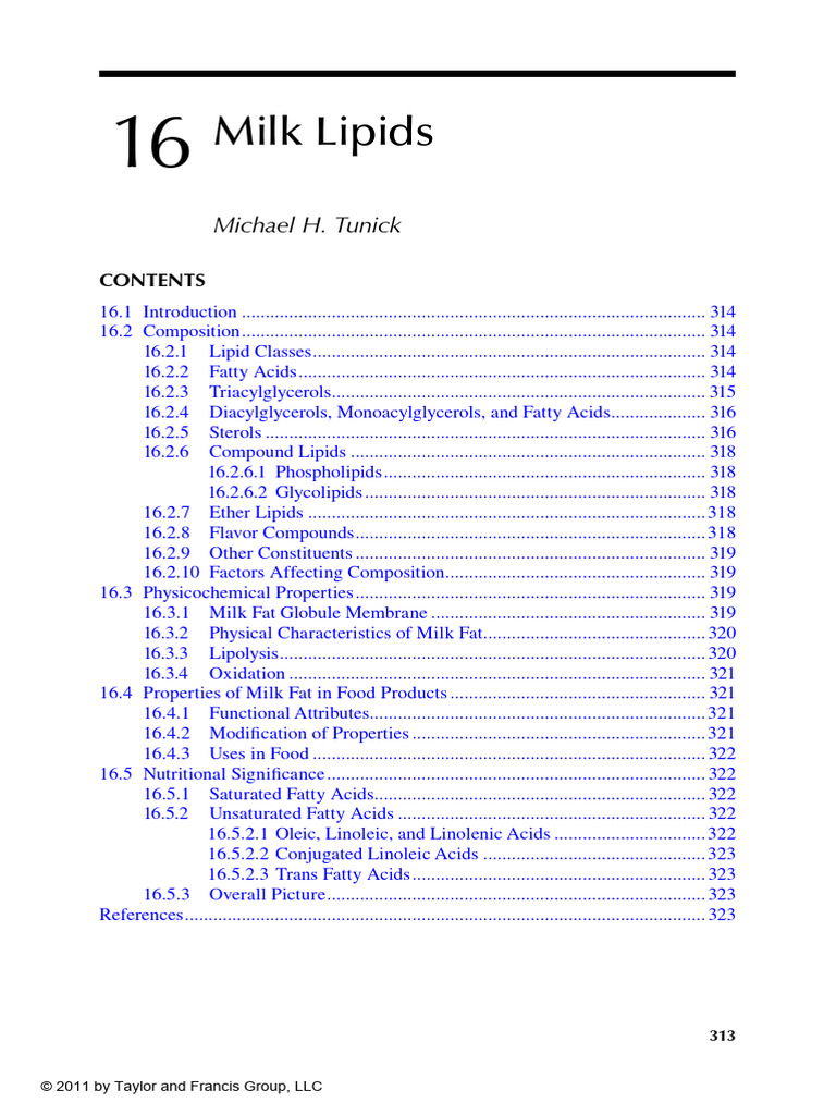 Milk Lipids: Composition and Properties | PDF | Lipid | Fat
