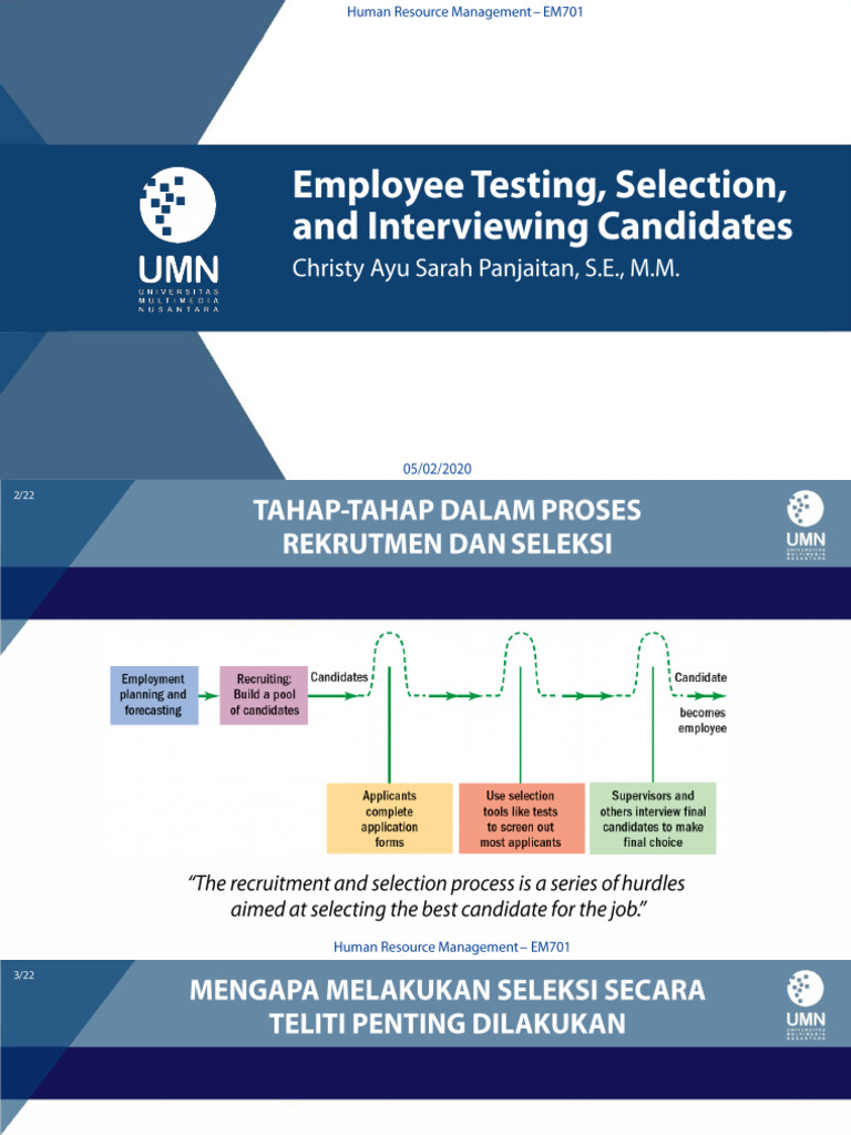 (Slide) Minggu 05-Employee Testing, Selection, and Interviewing ...
