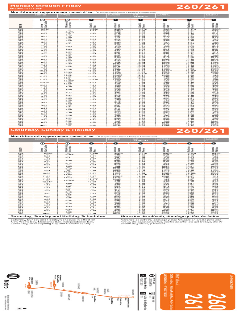 Pasadena 260 Bus Schedule | PDF