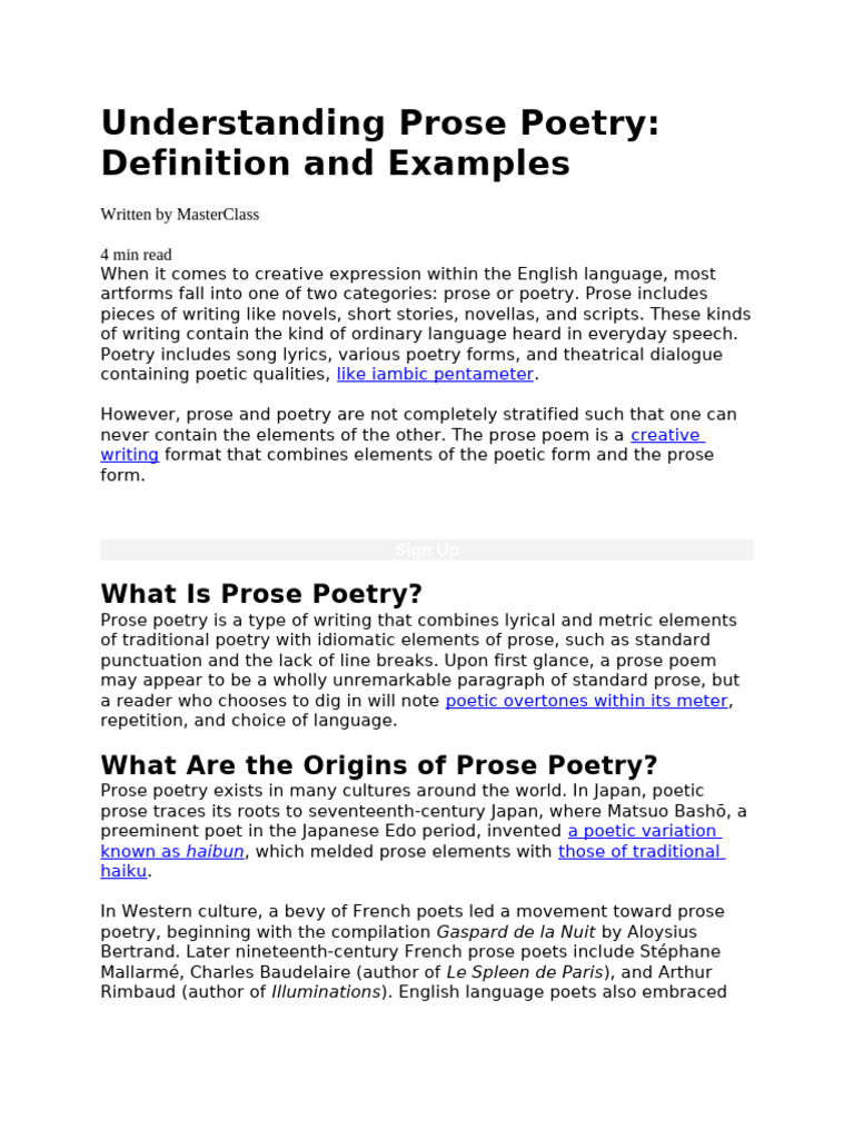Understanding Prose Poetry | PDF | Poetry | Prose