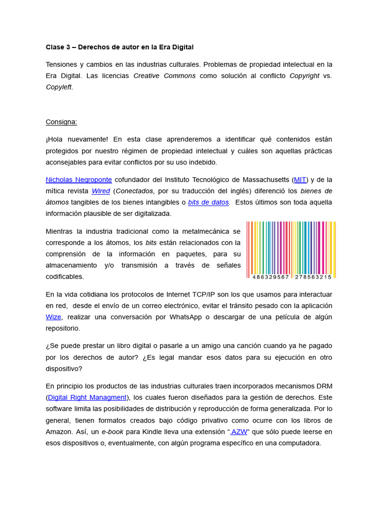 I - Clase 3 - Derechos de Autor - Derechos de Autor en La Era Digital ...