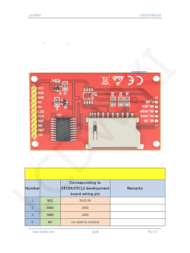 2.2inch Arduino SPI Module C51 Demo Instructions EN | PDF ...