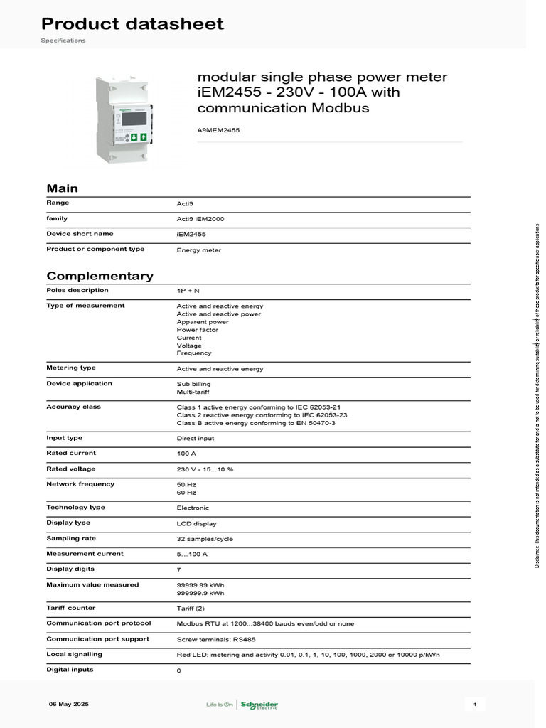 iEM2455 Modular Power Meter Overview | PDF | Ac Power | Alternating Current