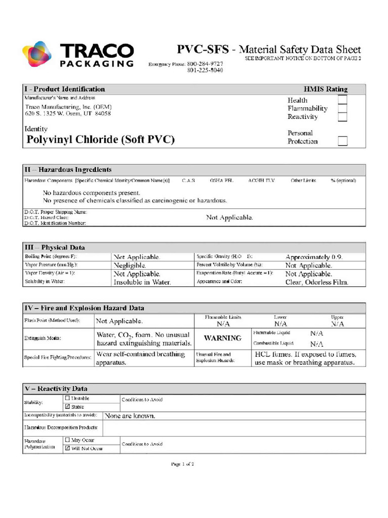 Safety Data Sheet Page One Pdf