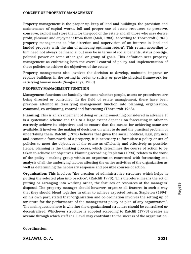 Concept of Property Management Note | PDF | Lease | Leasehold Estate