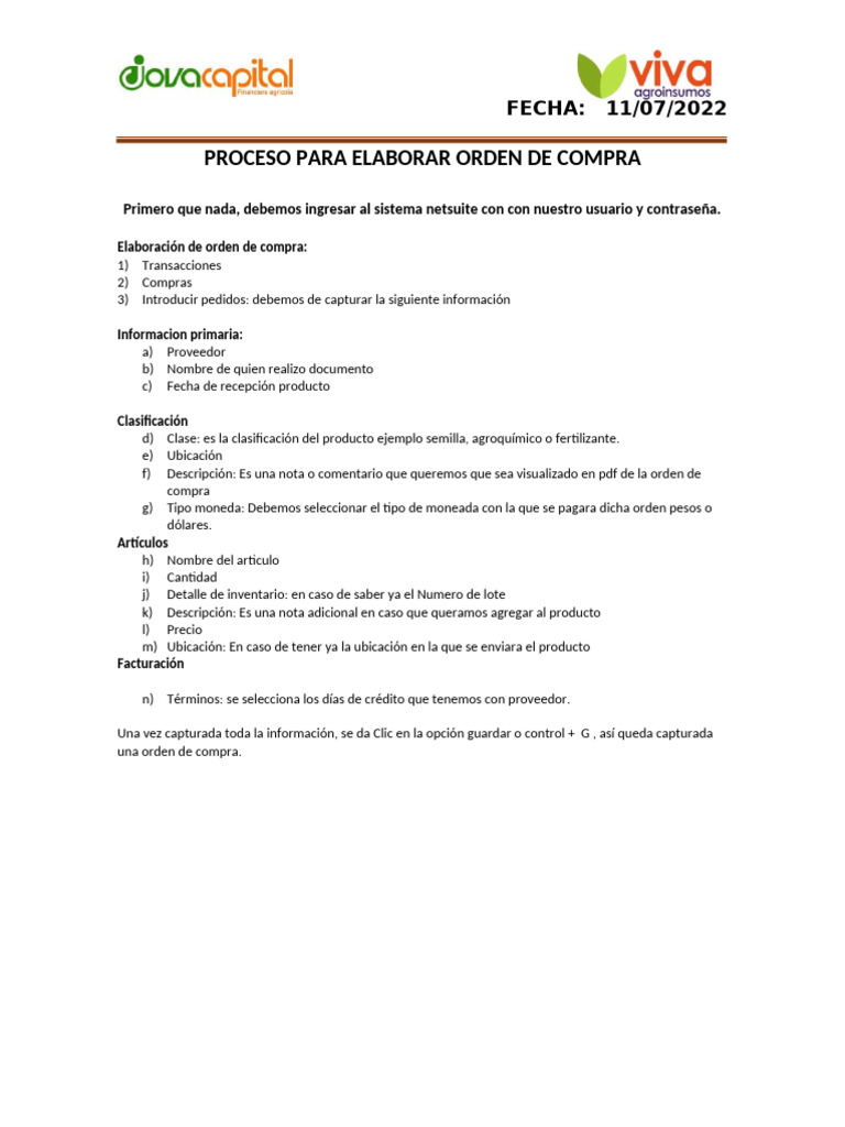 Proceso de Orden y Recepción de Compra | PDF | Informática