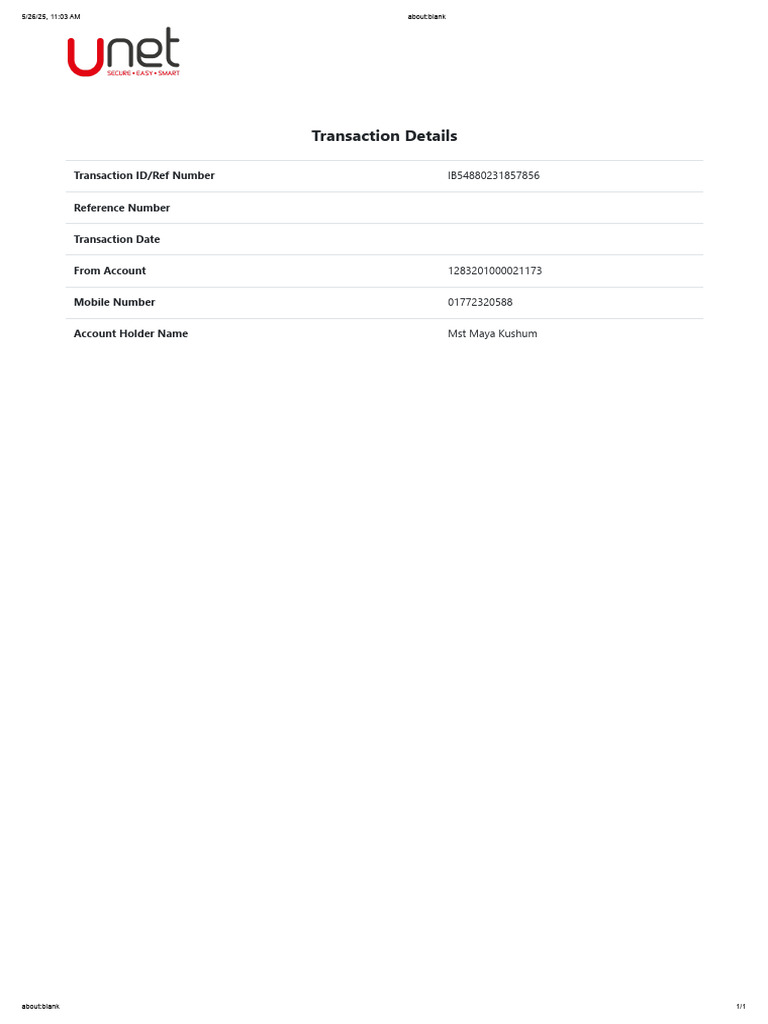 Transaction Details for Mst Maya Kushum | PDF