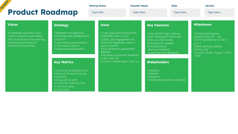 Product Roadmap Template | PDF | Computing | Business