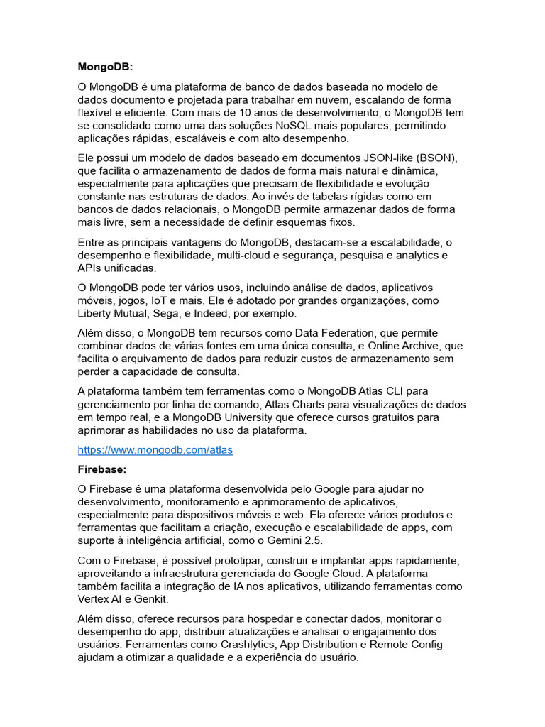 Comparativo: MongoDB, Firebase e PostgreSQL | PDF | Postgre SQL ...
