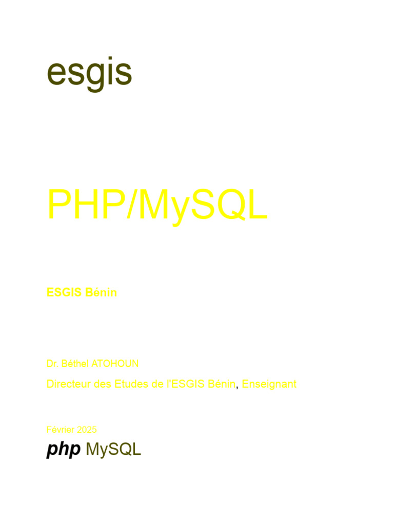 Introduction à PHP/MySQL à ESGIS Bénin | PDF | PHP | Programmation web