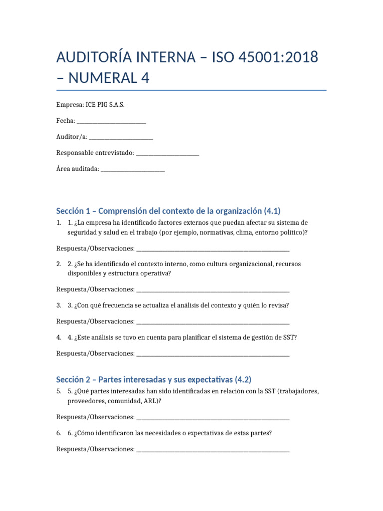 Auditoría ISO 45001:2018 en ICE PIG S.A.S. | PDF | Auditoría | Business