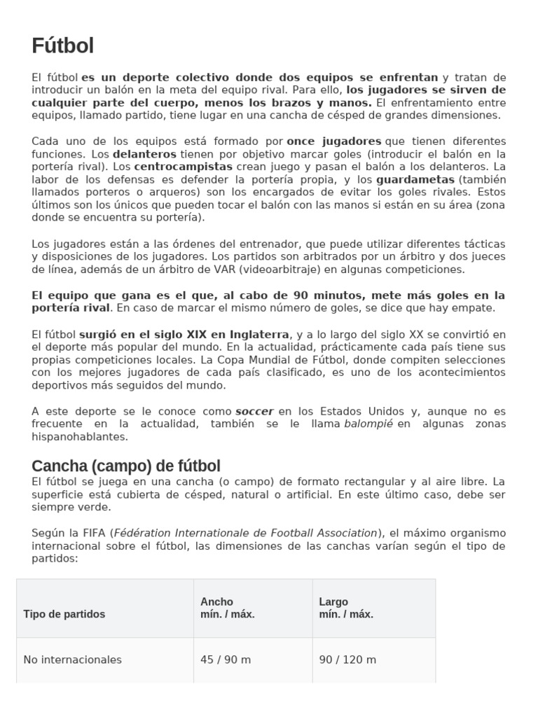 Mensaje sobre el fútbol y sus reglas | PDF | Asociación de Futbol ...