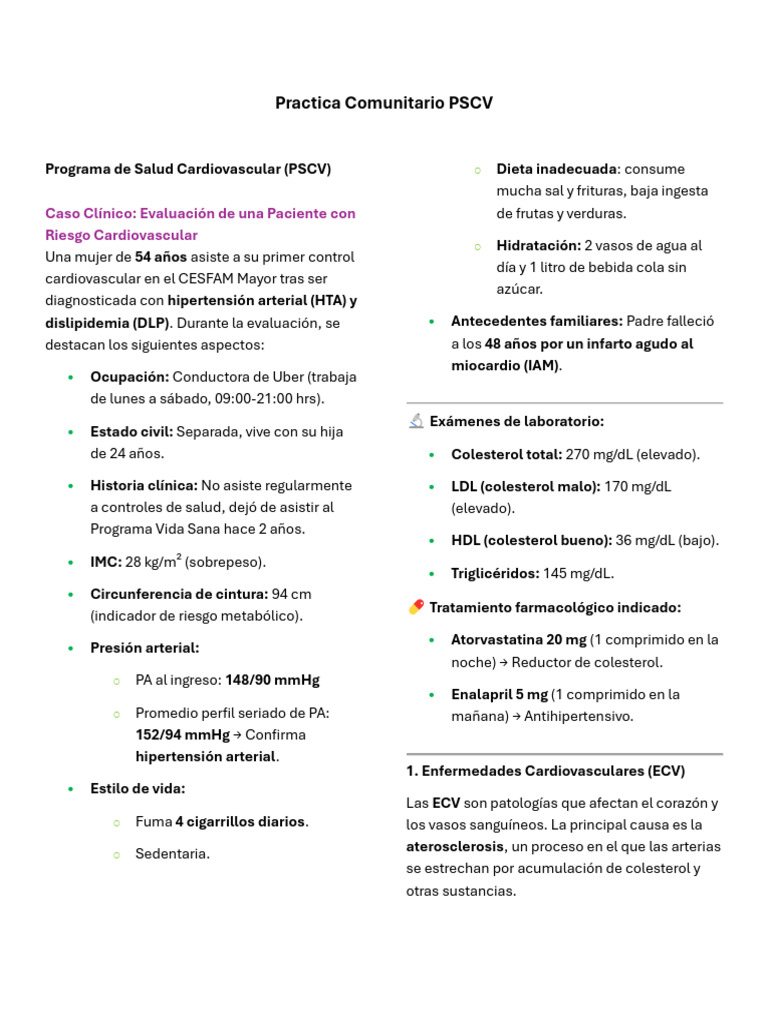 Practica Comunitario PSCV | PDF | Hipertensión | Colesterol