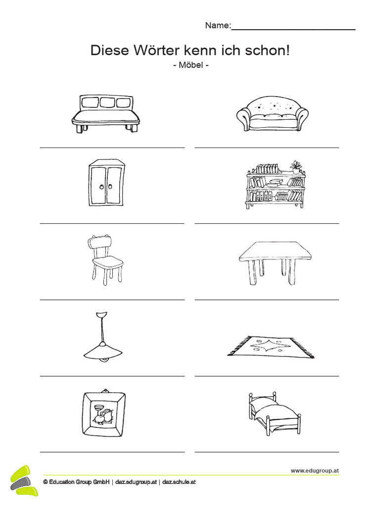 Moebel Arbeitsblatt 2 | PDF