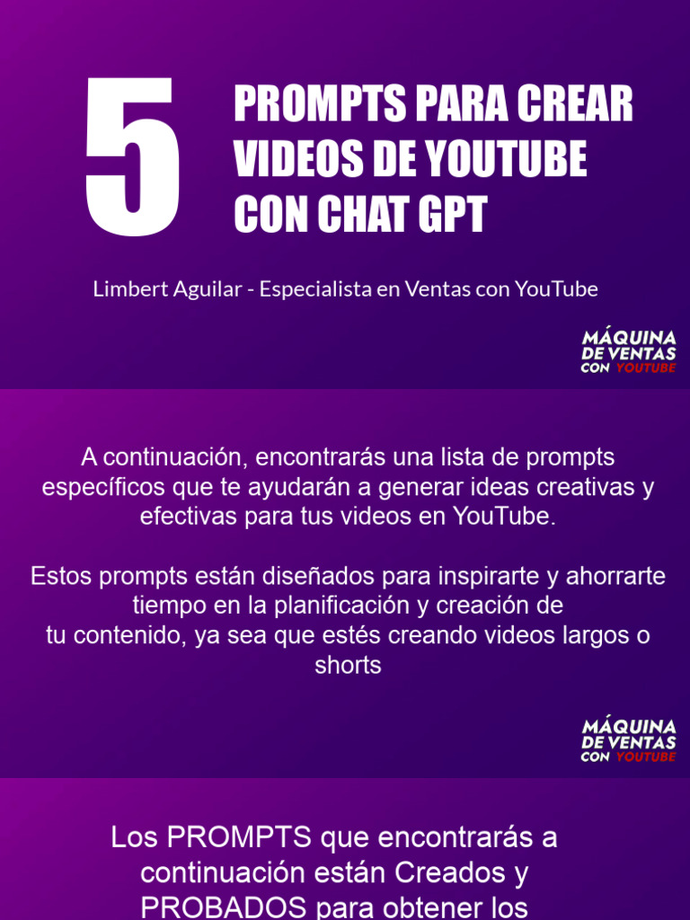Prompts para Videos de YouTube con ChatGPT | PDF | Youtube | Hashtag