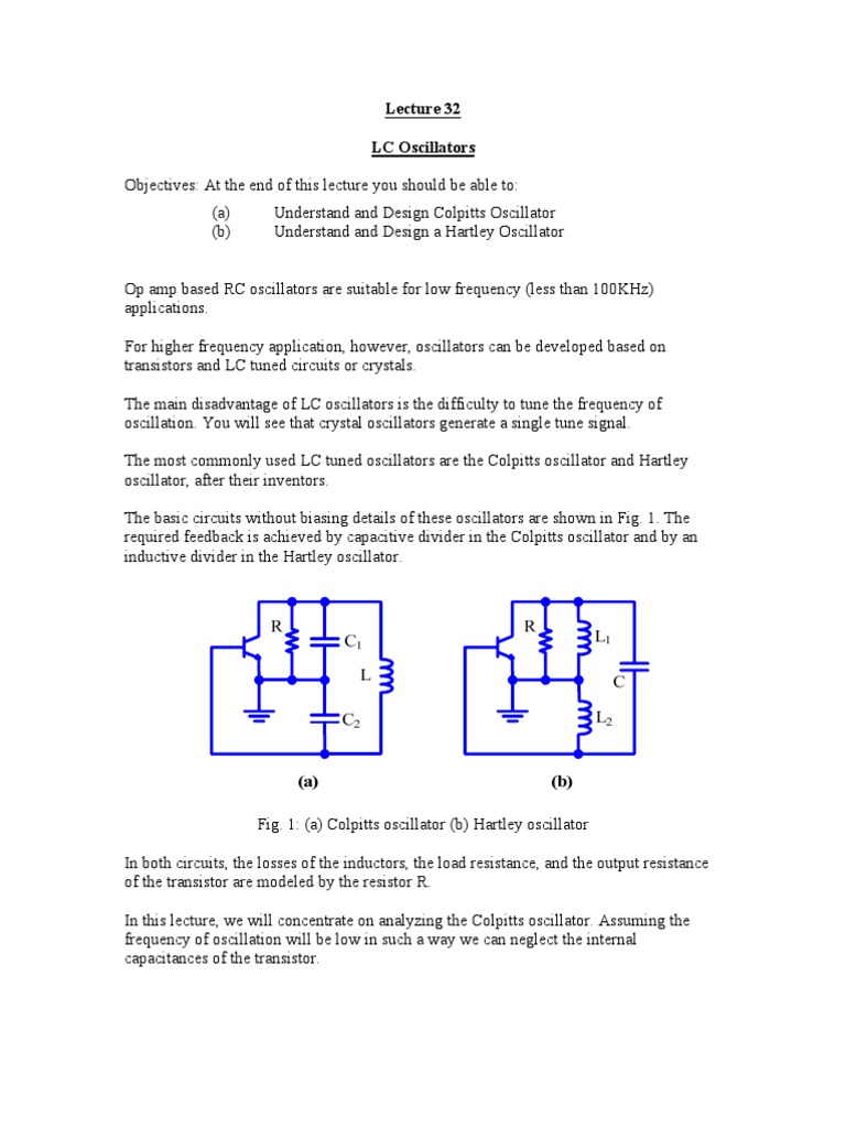 3Lesson Notes Lecture 32 PDF Electronic Oscillator Analog Circuits